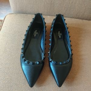 Valentino Black Rockstud Flats